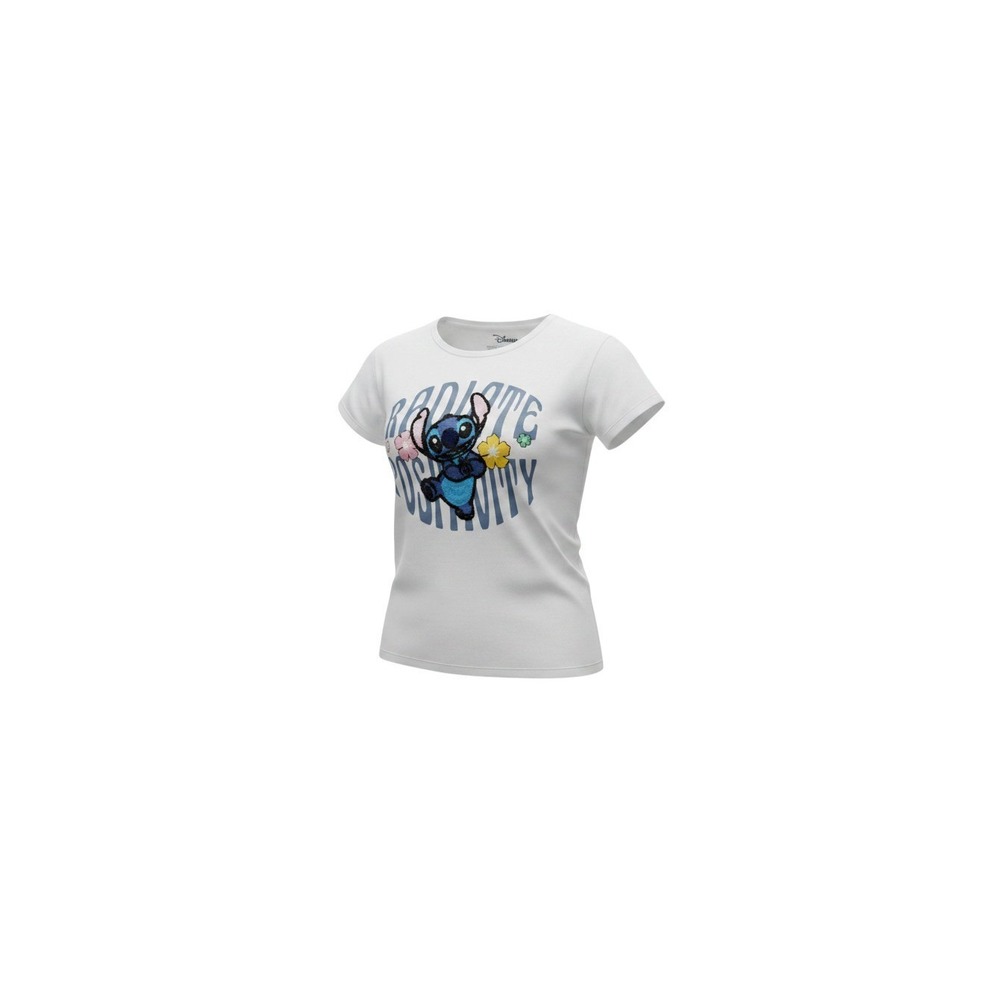 Disney T-Shirt Womens XXL White Radiate Positivity Stitch Crochet Graphic